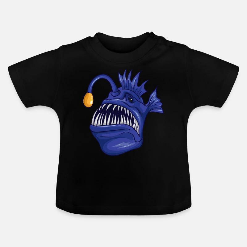 Poisson pêcheur effrayant - T-shirt bio col rond Bébé - noir