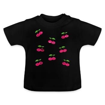 Kirsche - Baby Bio-T-Shirt mit Rundhals - Schwarz - Vorne