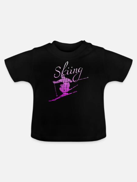 Skiing skiing - Baby Bio-T-Shirt mit Rundhals - Schwarz