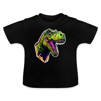 Dangerous T. rex before attack - Baby Organic T-Shirt with Round Neck - black - Front