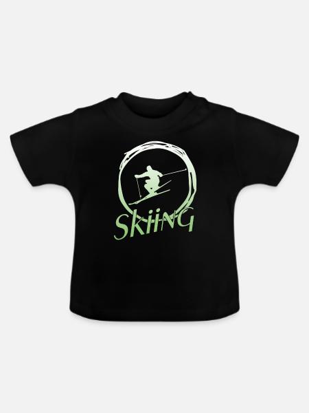 Skiing - Baby Bio-T-Shirt mit Rundhals - Schwarz