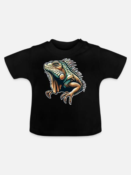 Leguan - Baby Bio-T-Shirt mit Rundhals - Schwarz
