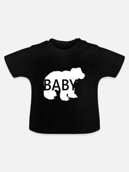 Baby Bär Weiss Tolle Geschenkidee - Baby Bio-T-Shirt mit Rundhals - Schwarz