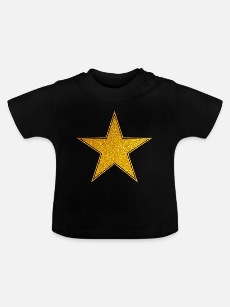 Star Gold Graphic Star - Baby Bio-T-Shirt mit Rundhals - Schwarz