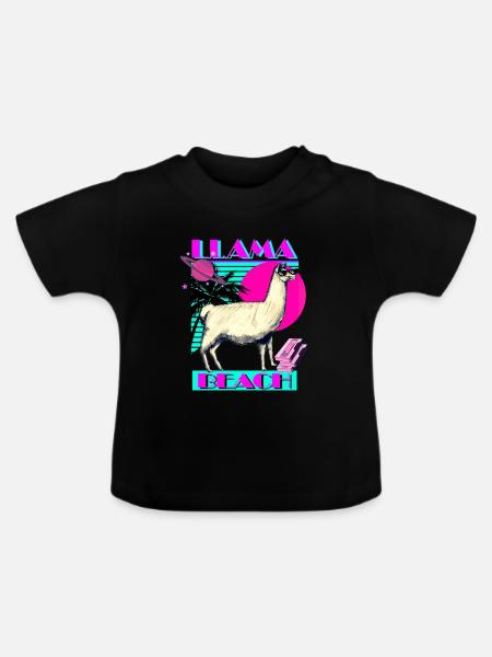 Llama Beach - Baby Bio-T-Shirt mit Rundhals - Schwarz