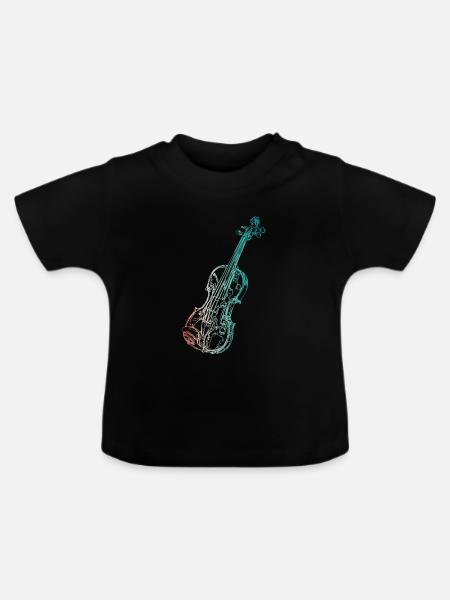 Violine - Baby Bio-T-Shirt mit Rundhals - Schwarz