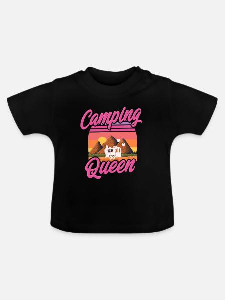 Camping Queen - Baby Bio-T-Shirt mit Rundhals - Schwarz