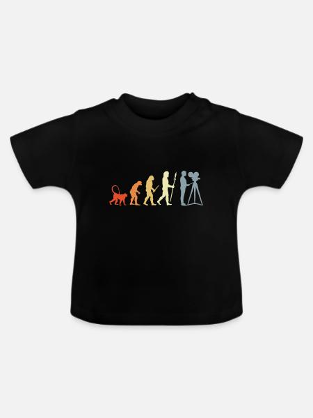 Kameramann Evolution - Baby Bio-T-Shirt mit Rundhals - Schwarz