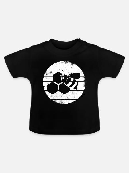 Honigbiene Skizze - Baby Bio-T-Shirt mit Rundhals - Schwarz