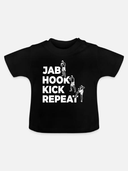 Jab Hook Kick Wiederholen - Baby Bio-T-Shirt mit Rundhals - Schwarz