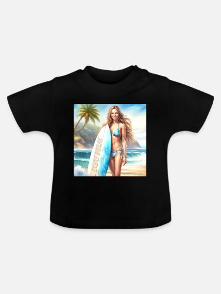 Mädchen Action Surf 2 - Baby Bio-T-Shirt mit Rundhals - Schwarz