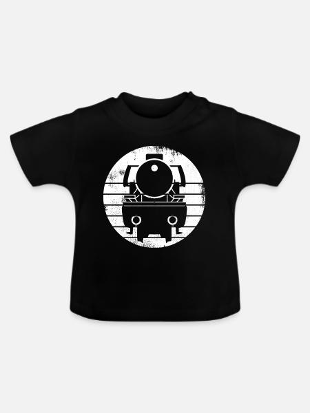 Dampflokomotive Zeichnung - Baby Bio-T-Shirt mit Rundhals - Schwarz