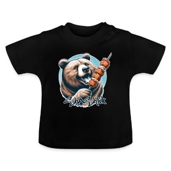 Shashlik viande brochette ours cadeau - T-shirt bio col rond Bébé - noir - Devant