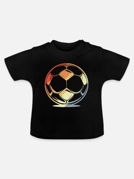 Fußball im Retro Stil - Baby Bio-T-Shirt mit Rundhals - Schwarz