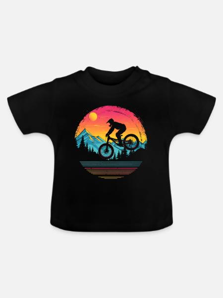 Mountainbiken Vaporwave - Baby Bio-T-Shirt mit Rundhals - Schwarz