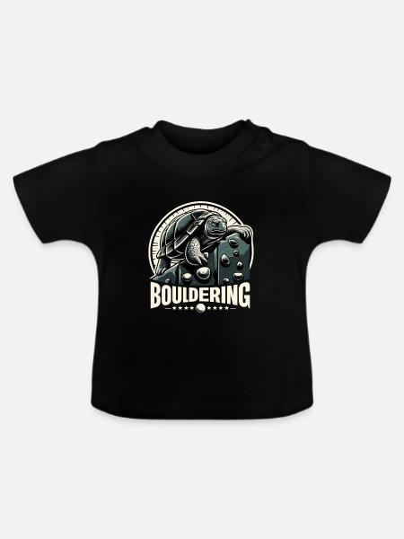 Bouldern Schildkröte Klettern Geschenk - Baby Bio-T-Shirt mit Rundhals - Schwarz