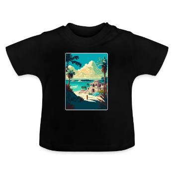Tulum Reise Poster Souvenir WPA Postkarte Malerei - Baby Bio-T-Shirt mit Rundhals - Schwarz - Vorne