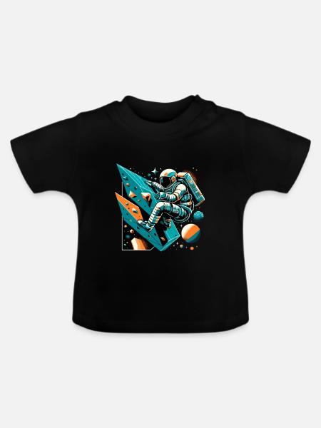Bouldern Astronaut Geschenk - Baby Bio-T-Shirt mit Rundhals - Schwarz