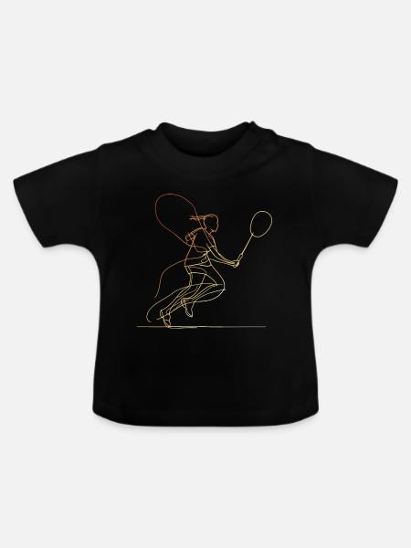 Badmintonspielerin Skizze - Baby Bio-T-Shirt mit Rundhals - Schwarz