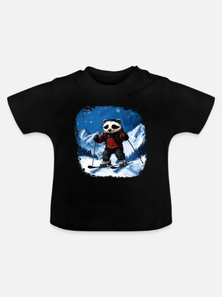 Skifahrer Dachs - Baby Bio-T-Shirt mit Rundhals - Schwarz