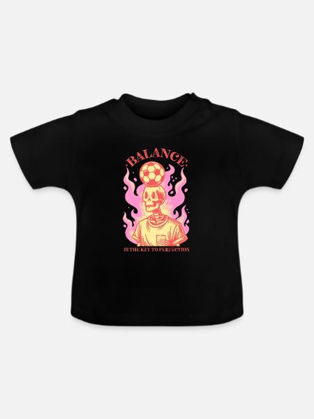 Balance & Flames – Fußballkunst mit Schädel - Baby Bio-T-Shirt mit Rundhals - Schwarz