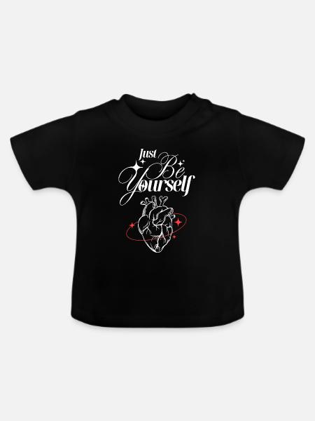 Just Be Yourself – Herz & Selbstliebe - Baby Bio-T-Shirt mit Rundhals - Schwarz