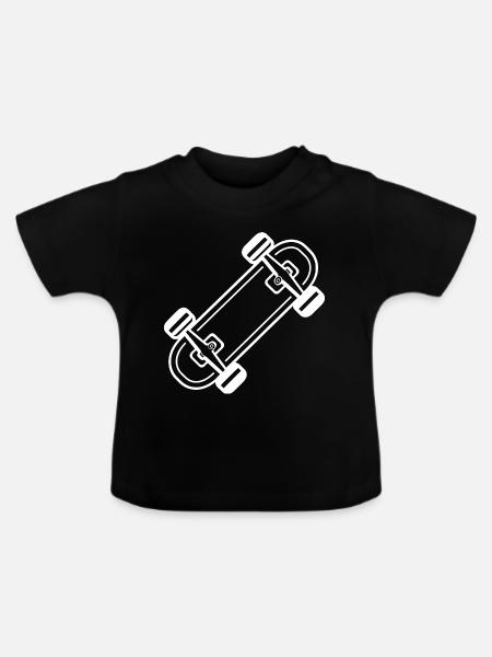 Skateboard Comic-Stil - Baby Bio-T-Shirt mit Rundhals - Schwarz