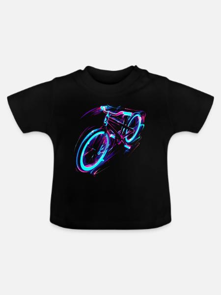 Fahrrad Vaporwave - Baby Bio-T-Shirt mit Rundhals - Schwarz