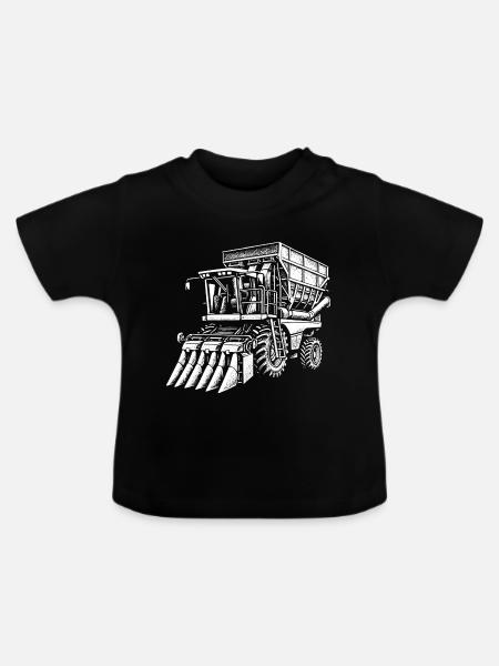 Erntemaschine Baumwolle - Baby Bio-T-Shirt mit Rundhals - Schwarz