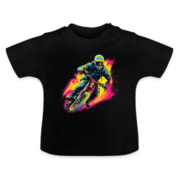 BMX Biker Steamwave - Baby Bio-T-Shirt mit Rundhals - Schwarz - Vorne