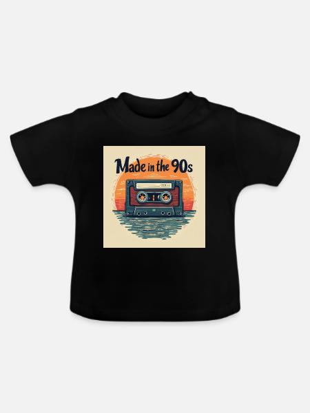 Retro Kassette Audio Design - Baby Bio-T-Shirt mit Rundhals - Schwarz
