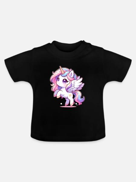 Magisches Einhorn - Baby Bio-T-Shirt mit Rundhals - Schwarz