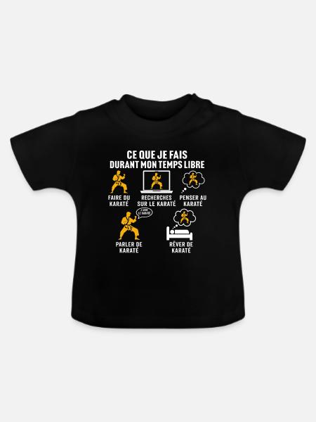 In meiner Freizeit mache ich Karate - Baby Bio-T-Shirt mit Rundhals - Schwarz