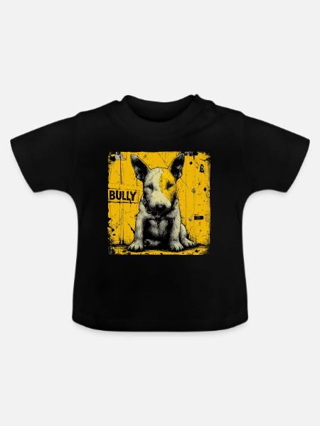 Bullterrier Welpe - Baby Bio-T-Shirt mit Rundhals - Schwarz
