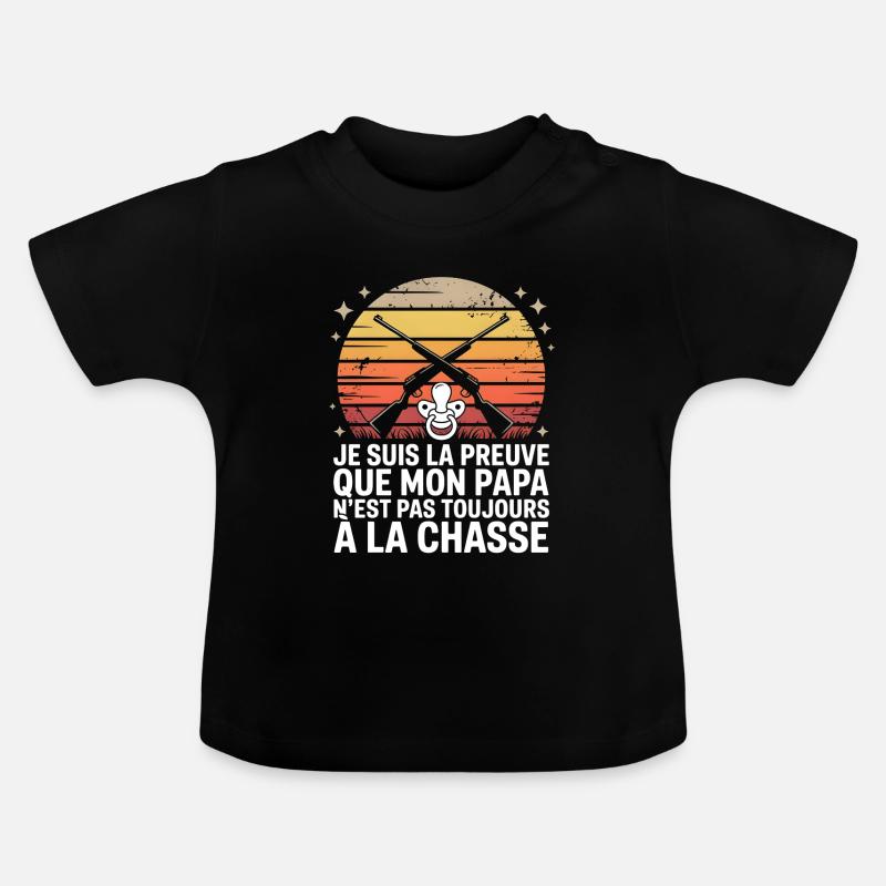 Preuve Papa Chasse - T-shirt bio col rond Bébé - noir
