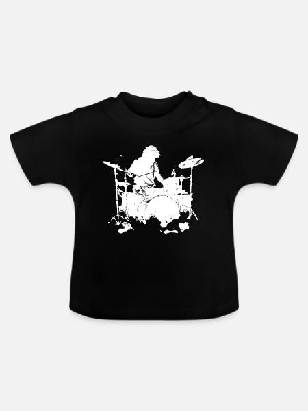 Schlagzeuger Skizze - Baby Bio-T-Shirt mit Rundhals - Schwarz