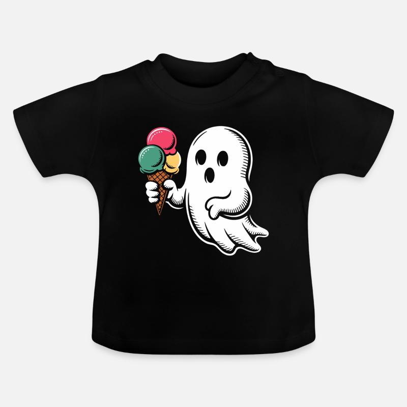 Fantôme avec glace - T-shirt bio col rond Bébé - noir