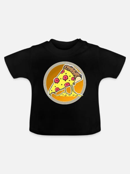 Pizza - Baby Bio-T-Shirt mit Rundhals - Schwarz