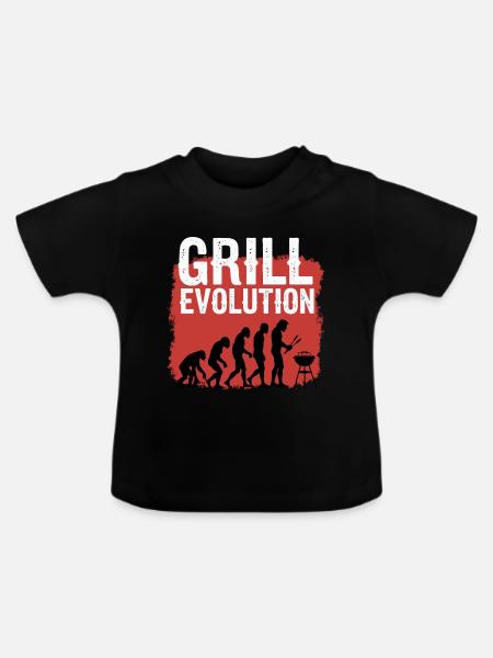 Grill Evolution Lustiger Grillmeister Spruch - Baby Bio-T-Shirt mit Rundhals - Schwarz