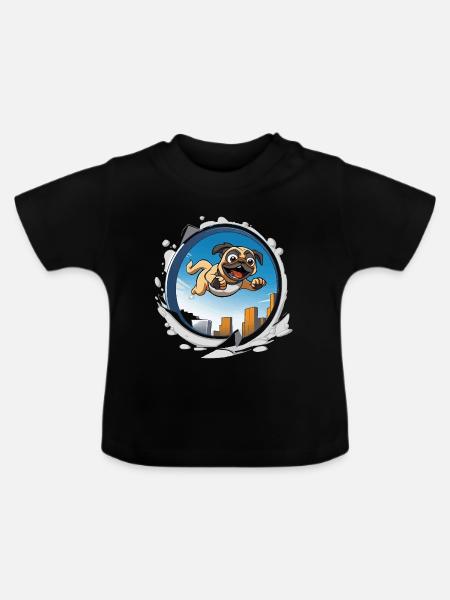 Pug Sprinter im Stadtlauf - Baby Bio-T-Shirt mit Rundhals - Schwarz