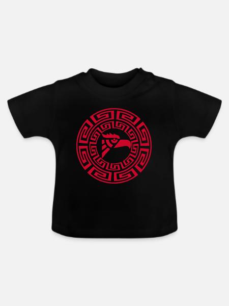 Roter Adler-Emblem - Baby Bio-T-Shirt mit Rundhals - Schwarz
