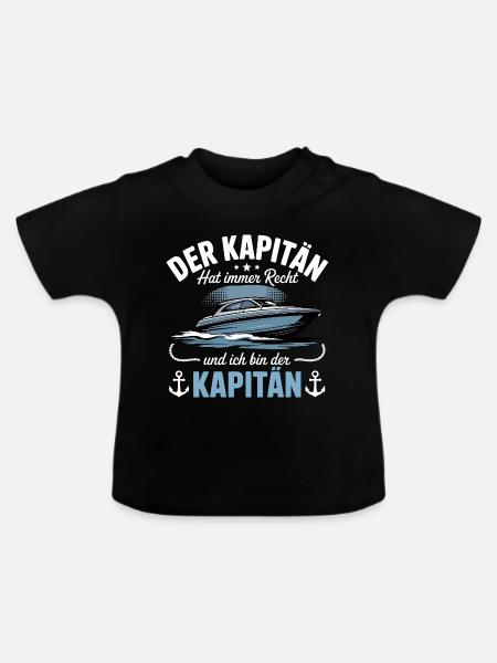 Kapitän Boot Bootsführerschein - Baby Bio-T-Shirt mit Rundhals - Schwarz