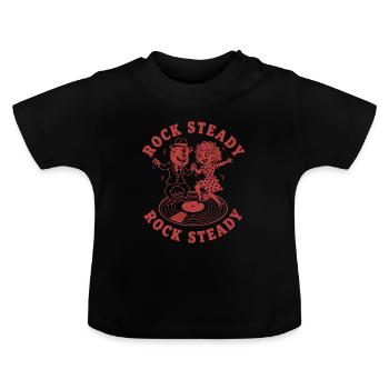 Couple de danse rock steady sur vinyle - T-shirt bio col rond Bébé - noir - Devant