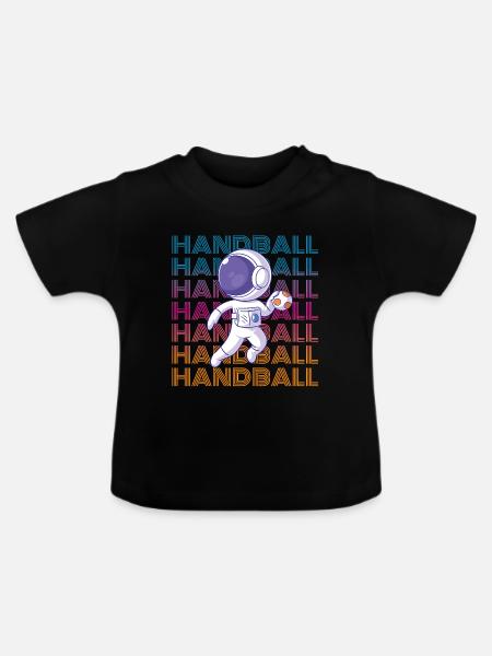 Handball Astronaut - Baby Bio-T-Shirt mit Rundhals - Schwarz
