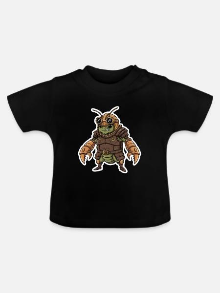 Steampunk-Krieger, gepanzerte Gottesanbeterin - Baby Bio-T-Shirt mit Rundhals - Schwarz