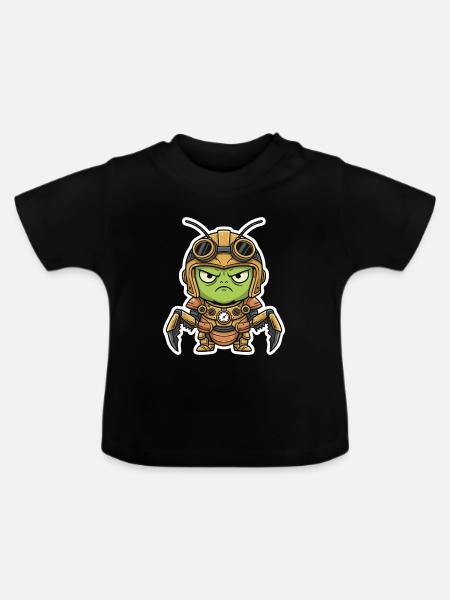 Locust Engineer Steampunk Rüstungsmessing - Baby Bio-T-Shirt mit Rundhals - Schwarz
