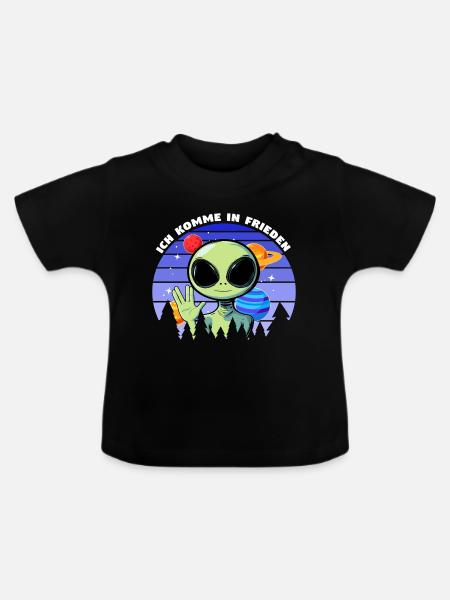 ich komme in frieden - alien - Baby Bio-T-Shirt mit Rundhals - Schwarz