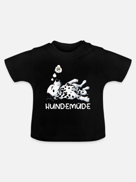 Hundemüde Dalmatiner Dalmatinerbesitzer Dalmatine - Baby Bio-T-Shirt mit Rundhals - Schwarz