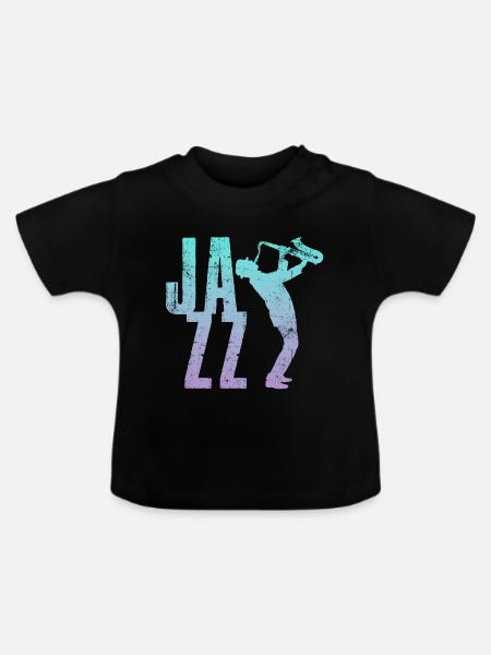 Jazz Saxo - Baby Bio-T-Shirt mit Rundhals - Schwarz
