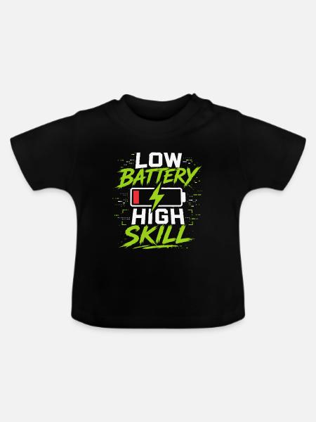 Niedrige Batterie Hohe Skill - Baby Bio-T-Shirt mit Rundhals - Schwarz